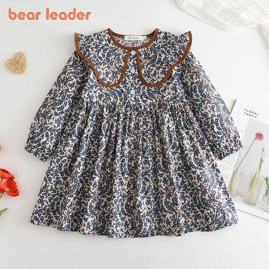 Blossom Belle – Long Sleeve Floral Princess Dress with Doll Collar for Girls