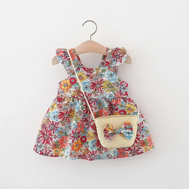 BloomBelle – Summer Ruffle Dress & Bag Set for Little Girls